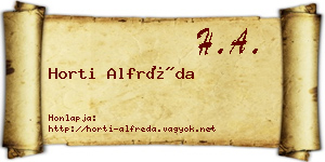 Horti Alfréda névjegykártya
